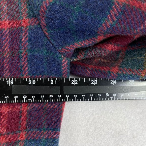 Vintage Womens 10 Red Blue Green Plaid Wool Long Heavy Blazer Jacket Pockets - Picture 7 of 11